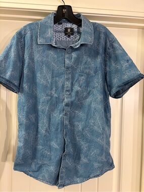 Steel & Jelly Blue Short-Sleeve Printed Button-Down Shirt - Men